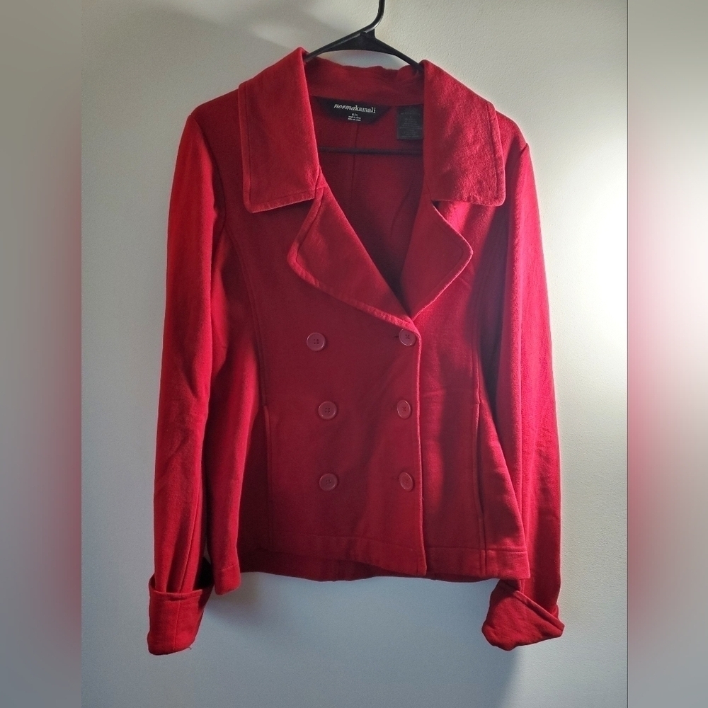 Norma Kamali Double Breasted Button Down Cuffed Coat